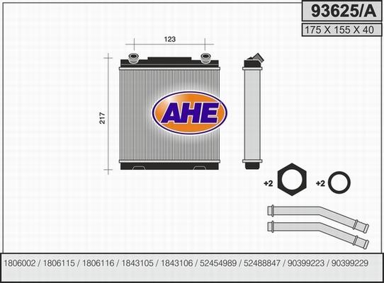 AHE 93625/A - Heat Exchanger, interior heating autospares.lv