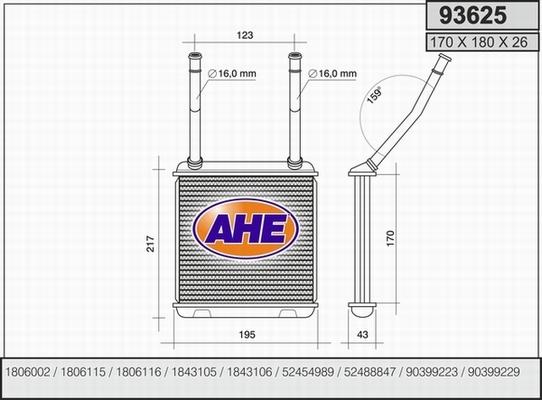 AHE 93625 - Heat Exchanger, interior heating autospares.lv