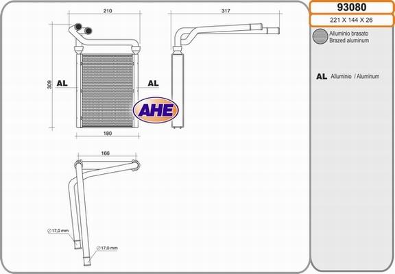 AHE 93080 - Heat Exchanger, interior heating autospares.lv