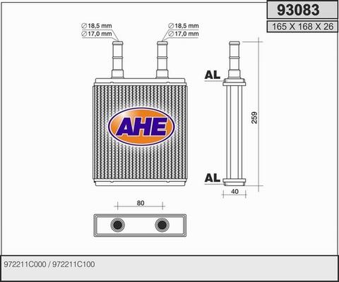 AHE 93083 - Heat Exchanger, interior heating autospares.lv