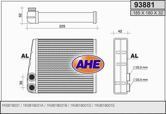 AHE 93881 - Heat Exchanger, interior heating autospares.lv