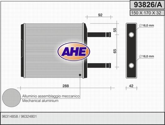 AHE 93826/A - Heat Exchanger, interior heating autospares.lv