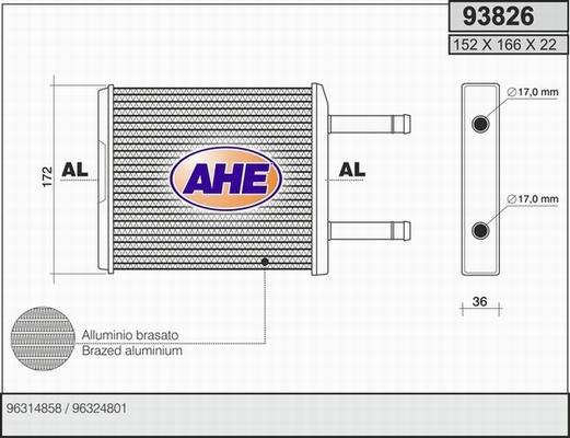 AHE 93826 - Heat Exchanger, interior heating autospares.lv