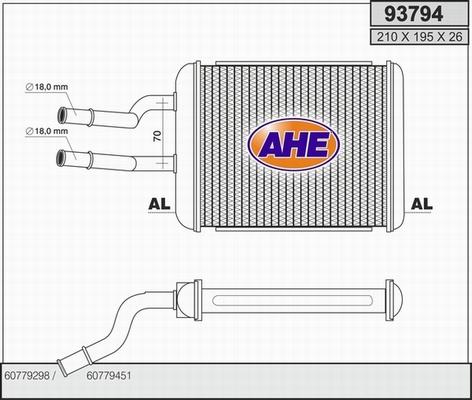 AHE 93794 - Heat Exchanger, interior heating autospares.lv