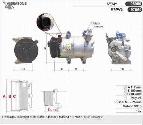 AHE 97950 - Compressor, air conditioning autospares.lv