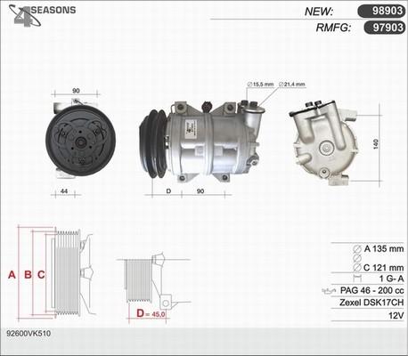 AHE 97903 - Compressor, air conditioning autospares.lv