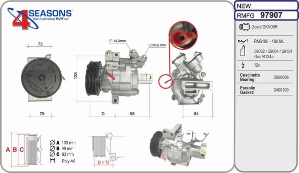 AHE 97907 - Compressor, air conditioning autospares.lv