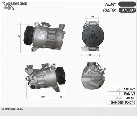 AHE 970097 - Compressor, air conditioning autospares.lv