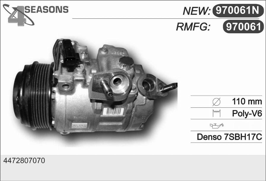 AHE 970061N - Compressor, air conditioning autospares.lv