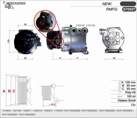 AHE 970007 - Compressor, air conditioning autospares.lv