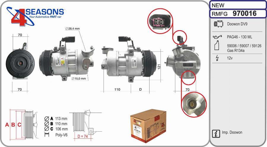 AHE 970016 - Compressor, air conditioning autospares.lv