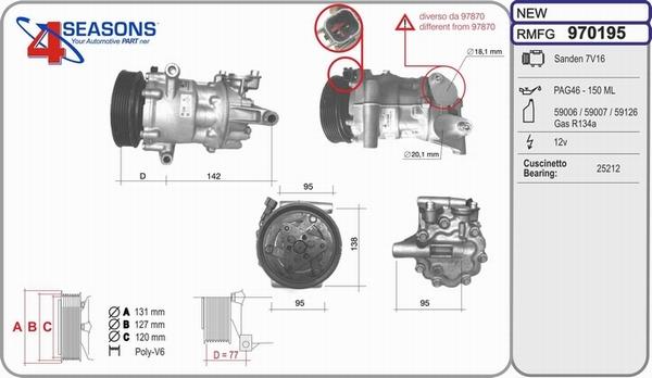 AHE 970195 - Compressor, air conditioning autospares.lv