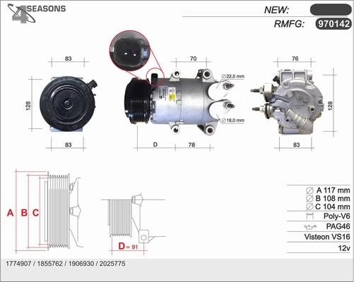 AHE 970142 - Compressor, air conditioning autospares.lv