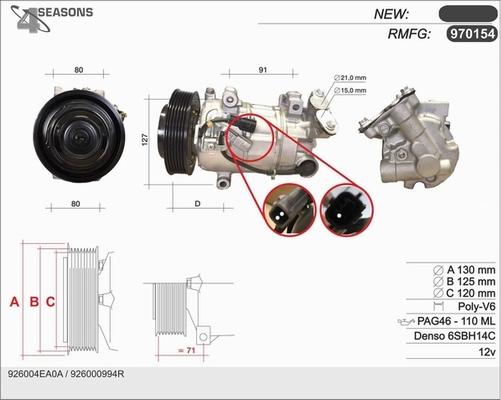 AHE 970154 - Compressor, air conditioning autospares.lv