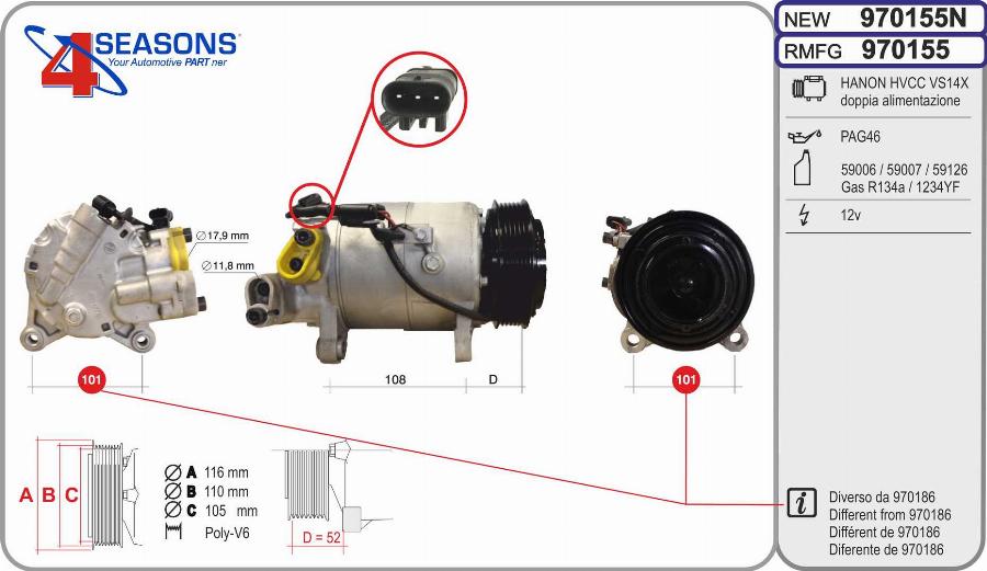 AHE 970155N - Compressor, air conditioning autospares.lv