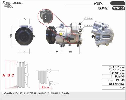 AHE 970151 - Compressor, air conditioning autospares.lv