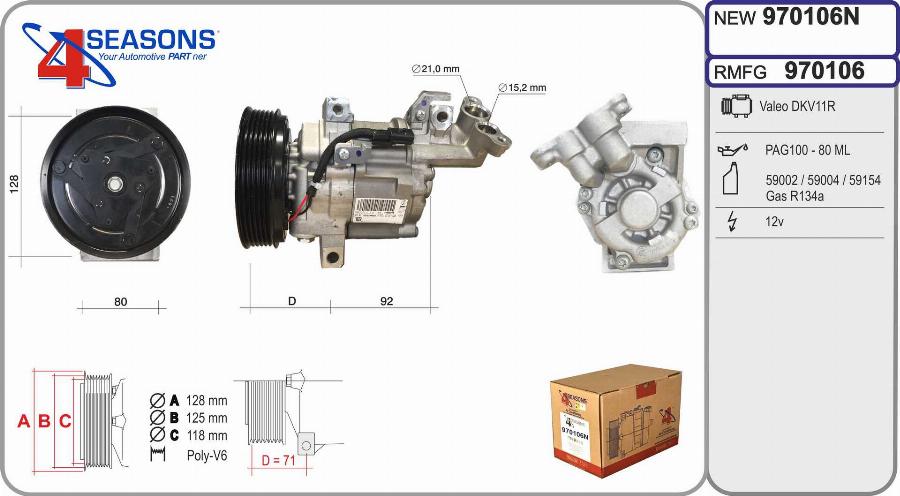 AHE 970106N - Compressor, air conditioning autospares.lv