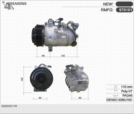 AHE 970101 - Compressor, air conditioning autospares.lv