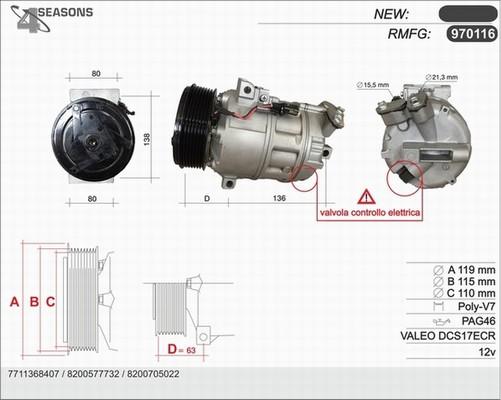 AHE 970116 - Compressor, air conditioning autospares.lv