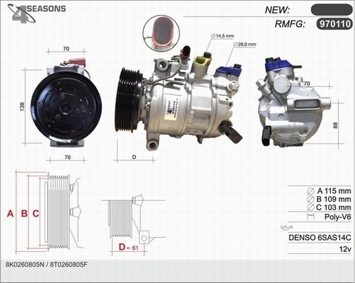 AHE 970110 - Compressor, air conditioning autospares.lv