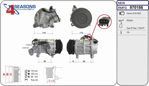 AHE 970186 - Compressor, air conditioning autospares.lv