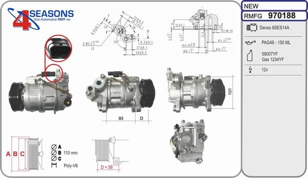 AHE 970188 - Compressor, air conditioning autospares.lv