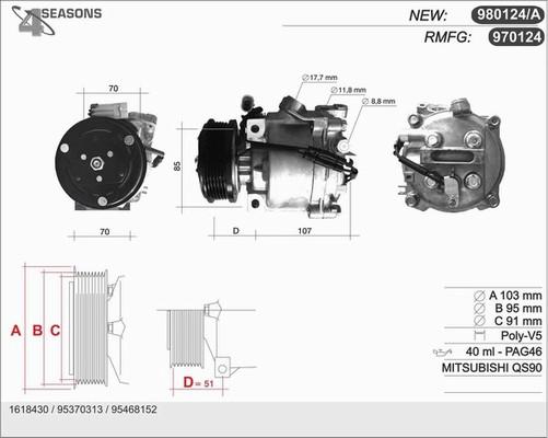 AHE 970124 - Compressor, air conditioning autospares.lv