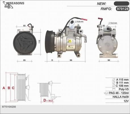 AHE 970128 - Compressor, air conditioning autospares.lv