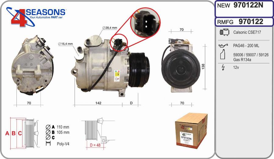 AHE 970122N - Compressor, air conditioning autospares.lv