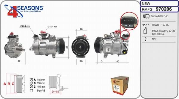 AHE 970206 - Compressor, air conditioning autospares.lv