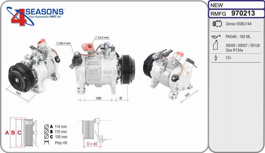 AHE 970213 - Compressor, air conditioning autospares.lv