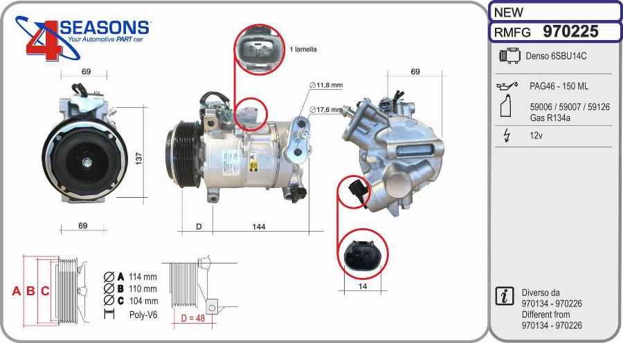 AHE 970225 - Compressor, air conditioning autospares.lv