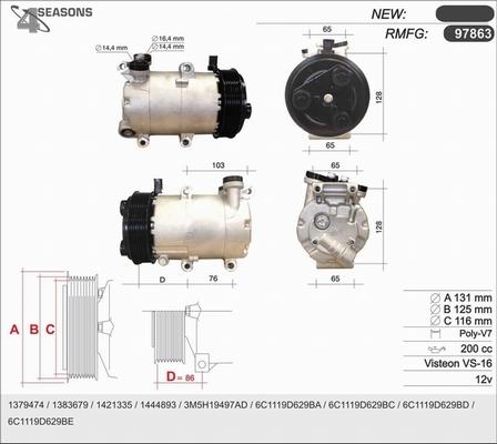 AHE 97863 - Compressor, air conditioning autospares.lv