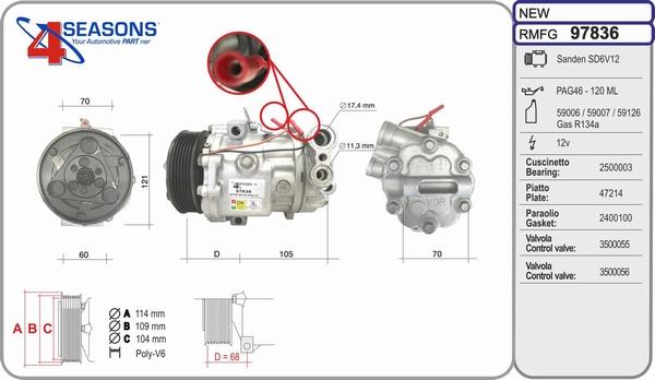 AHE 97836 - Compressor, air conditioning autospares.lv