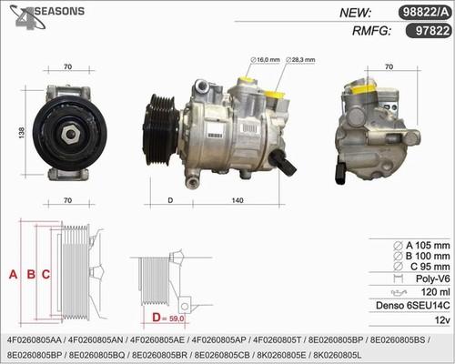 AHE 98822/A - Compressor, air conditioning autospares.lv