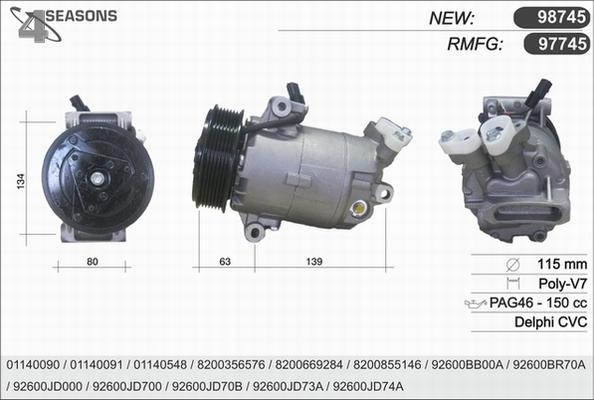 AHE 97745 - Compressor, air conditioning autospares.lv