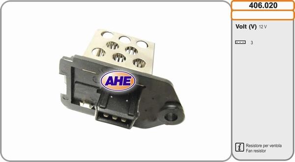 AHE 406.020 - Pre-resistor, electro motor radiator fan autospares.lv