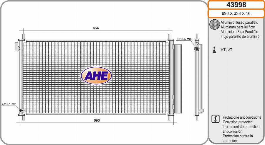 AHE 43998 - Condenser, air conditioning autospares.lv
