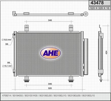 AHE 43478 - Condenser, air conditioning autospares.lv