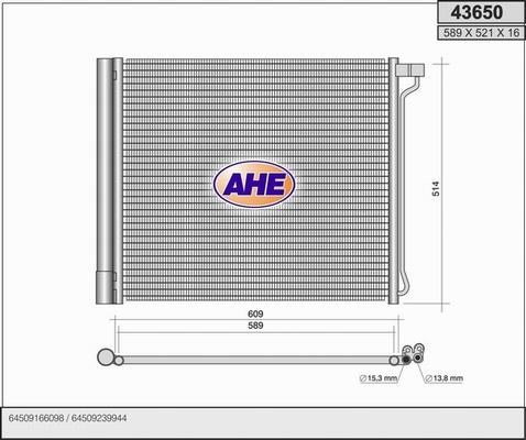 AHE 43650 - Condenser, air conditioning autospares.lv