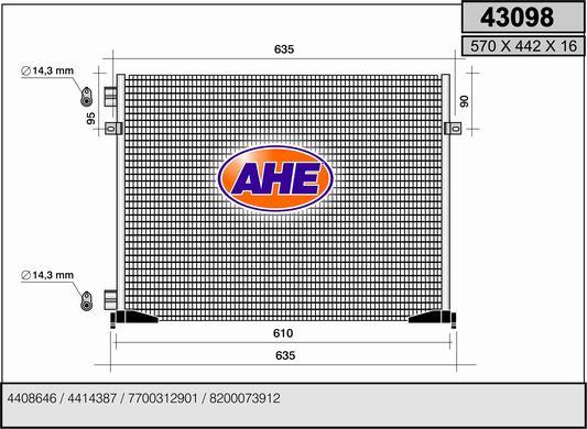 AHE 43098 - Condenser, air conditioning autospares.lv