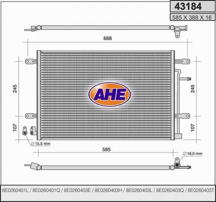 AHE 43184 - Condenser, air conditioning autospares.lv