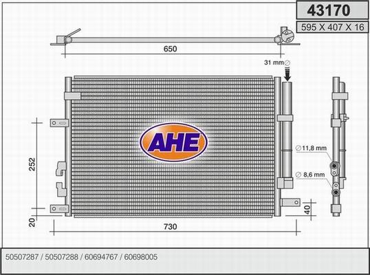 AHE 43170 - Condenser, air conditioning autospares.lv