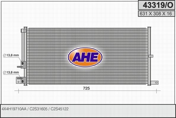 AHE 43319/O - Condenser, air conditioning autospares.lv