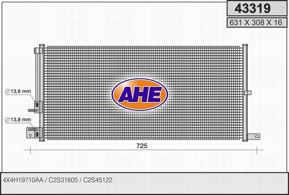 AHE 43319 - Condenser, air conditioning autospares.lv