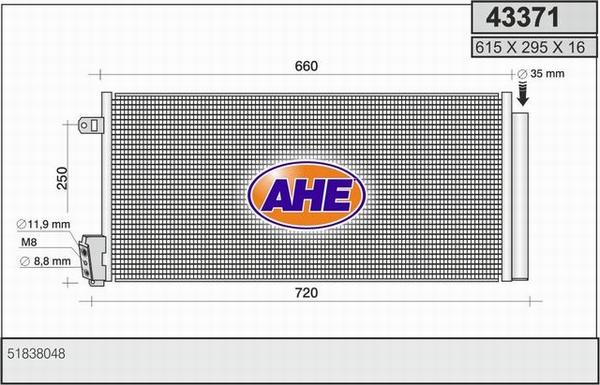 AHE 43371 - Condenser, air conditioning autospares.lv