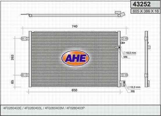 AHE 43252 - Condenser, air conditioning autospares.lv