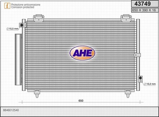 AHE 43749 - Condenser, air conditioning autospares.lv