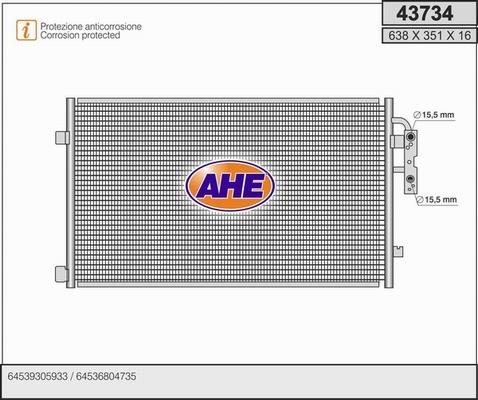 AHE 43734 - Condenser, air conditioning autospares.lv