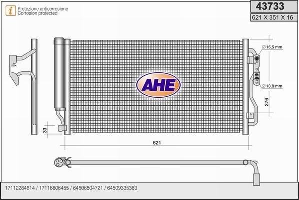 AHE 43733 - Condenser, air conditioning autospares.lv